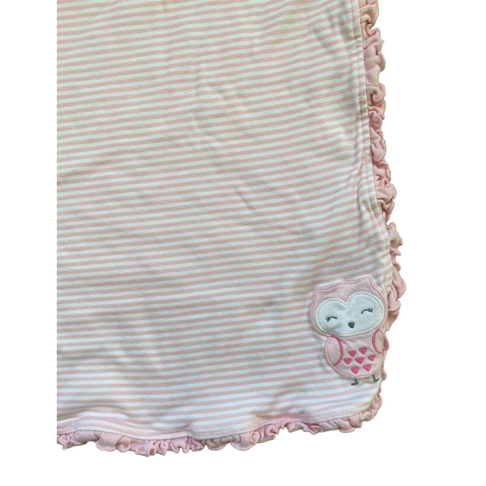 Carters Just One You Cotton Pink White Owl Striped Jersey Knit Security Blanket